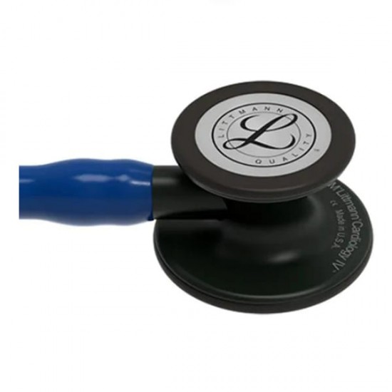 3M Littmann Cardiology IV Stethoscope - Black Finish Chestpiece with Navy Blue Tube (27 inch) (6168)