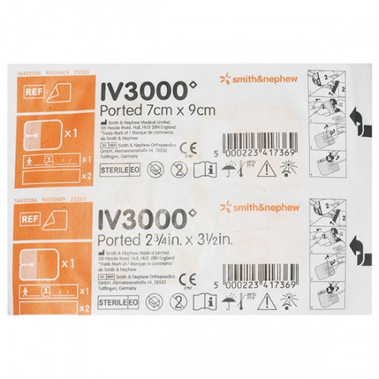 Smith & Nephew IV 3000 Ported Bactigras (7 cm x 9 cm)