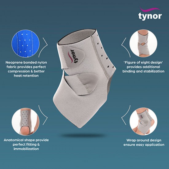 Tynor Ankle Wrap (Neoprene) (One Size) (J 16)