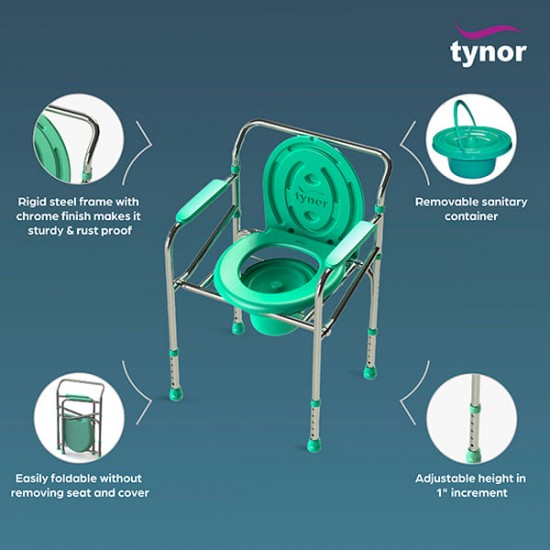 Tynor Commode Chair (UN) (L 35) - Silver