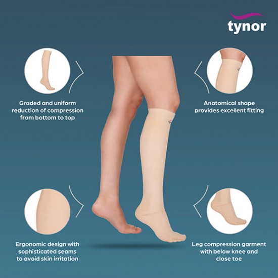 Tynor Compression Garment Leg Below Knee Closed Toe - Normal  (I 81)