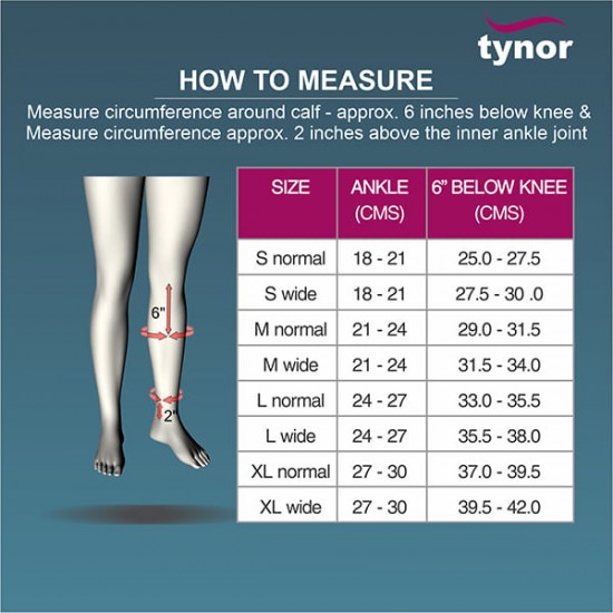 Tynor Compression Garment Leg Below Knee Open Toe - Wide  (I 80)