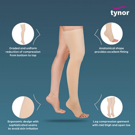 Tynor Compression Garment Leg Mid Thigh Open Toe - Normal (I 78)