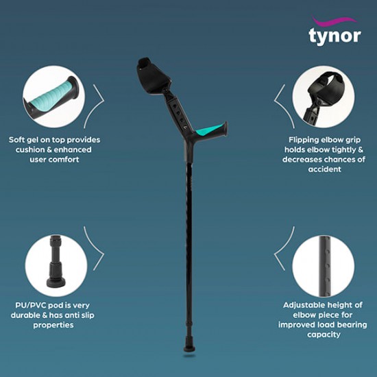 Tynor Elbow Crutch Adjustable (UN) (L 13) - Silver