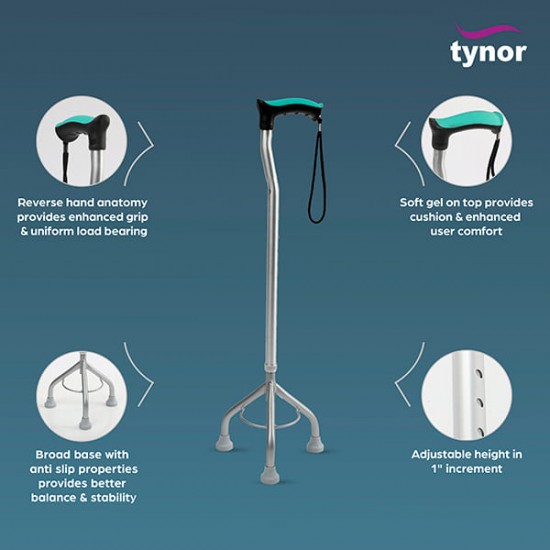 Tynor Walking Stick Tripod (UN) (L 32) - Silver