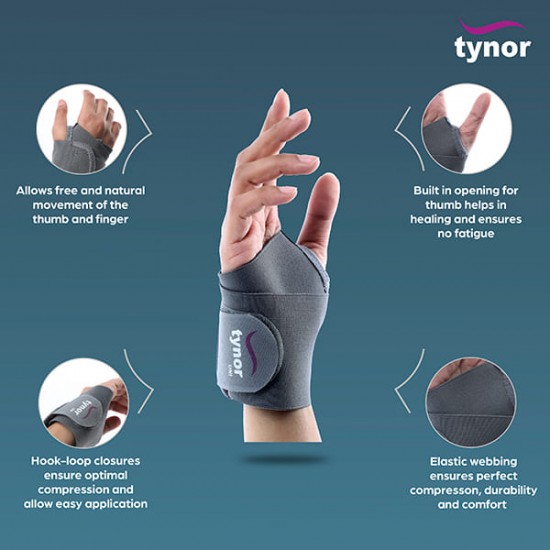 Tynor Wrist Brace with Thumb (One Size Fits All) (E 06)